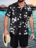 Men's Clothing Versatile Plant Pattern Printing Short Sleeved Village Shirt Shorts Suit_viptrois.com