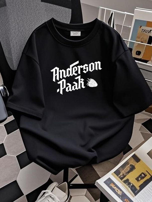 Anderson .Paak Strawberry Black T-Shirt - OFFICIAL Stretched Fashion Graphic Stylish Designer Clothes Summer Breathable Streetwear Soft Slightly_viptrois.com
