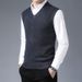 Men's V-Neck Sleeveless Sweater Vest - Slim Fit Knit Pullover For Autumn & Winter - Casual Solid/Checkered/Floral Pattern_viptrois.com