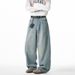 Men's Clothing Loose Fitting Washed Jeans For Men, New Spring And Summer Styles, Side Split Design, Carrot Pants, American Retro Trousers_viptrois.com