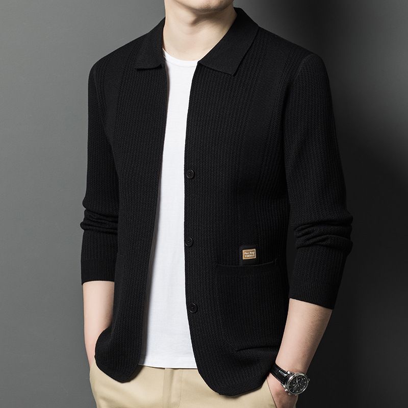 Men's Solid Color Knit Cardigan – Lightweight Spring & Fall Sweater Jacket (Casual Slim-Fit_viptrois.com