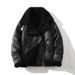 Men's Premium Faux Shearling Jacket, Winter Lined Zip-Up Coat With Notch Lapel, Slim Fit Thermal Outerwear In Brown/Black (Sizes M-5XL)_viptrois.com