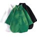 Men's Clothing Waffle Short Sleeved Shirt Loose Casual Shirt Outer Wear Trendy Five Point Sleeve Shirt_viptrois.com