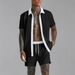 Men's Clothing Off Shelf Men's Casual Color Matching Short Sleeved Shirt Comfortable Shorts Two Piece Set_viptrois.com