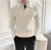 1 Design Sense Turn-down Collar Knitted Men Polo Half Zipper 22 Autumn Winter New Korean Version Loose Heavyweight Sweater_viptrois.com