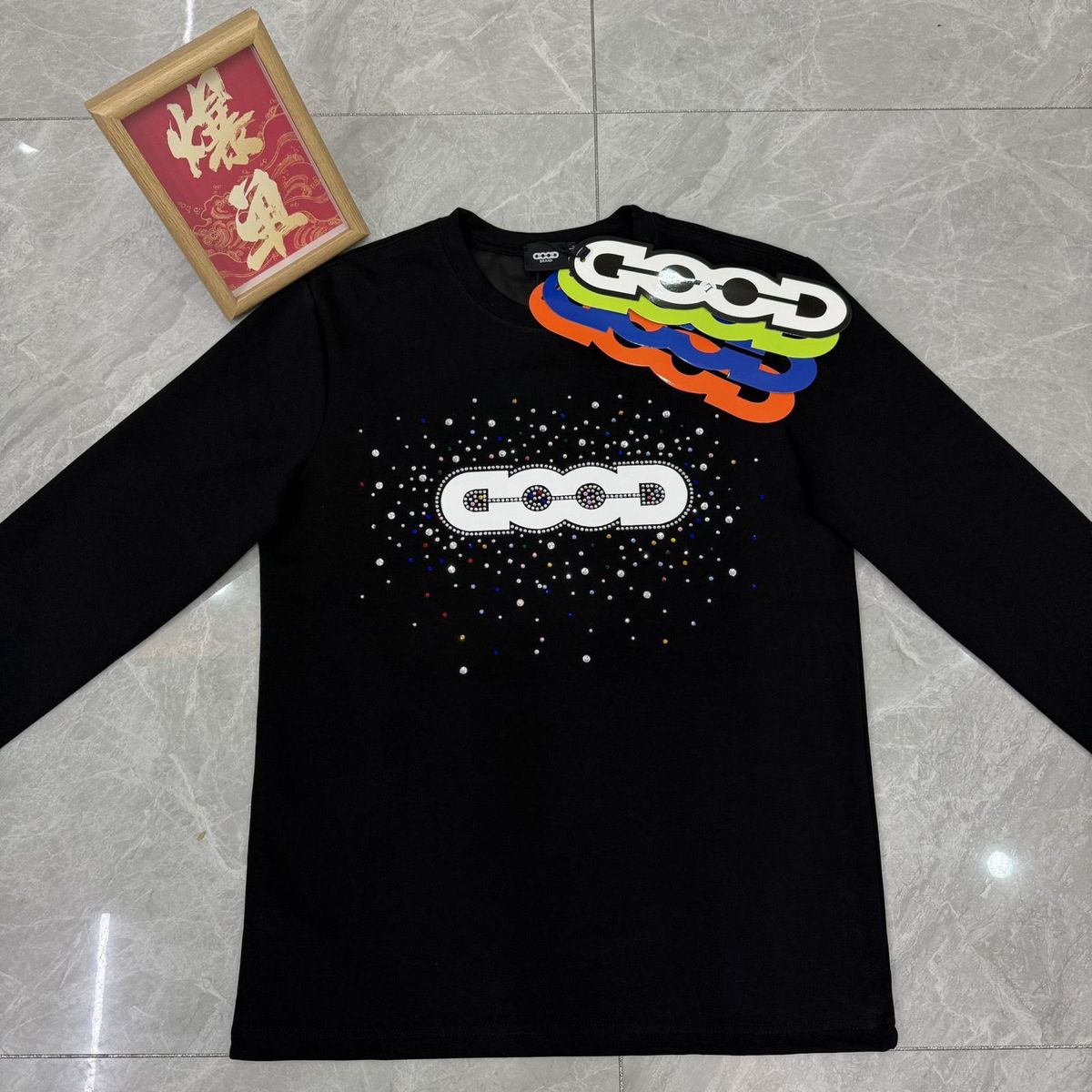 Holiday Colorful Pure Cotton Fashion Short Sleeve Light Luxury Couple Unisex Dopamine Sweatshirt_viptrois.com