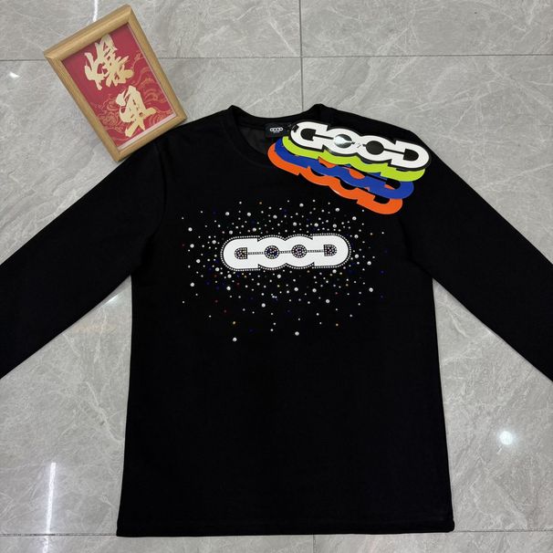 Holiday Colorful Pure Cotton Fashion Short Sleeve Light Luxury Couple Unisex Dopamine Sweatshirt_viptrois.com