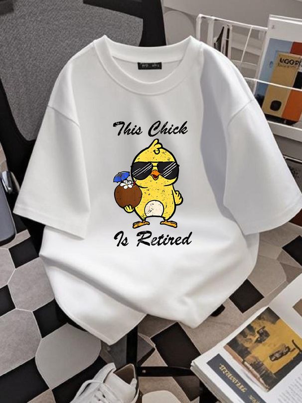 This Chick Is Retired Retirement Funny Pension Chicken Meme Humor Men's T-Shirt Designer Clothes Homme Casual Graphic Top For Everyday Wear_viptrois.com