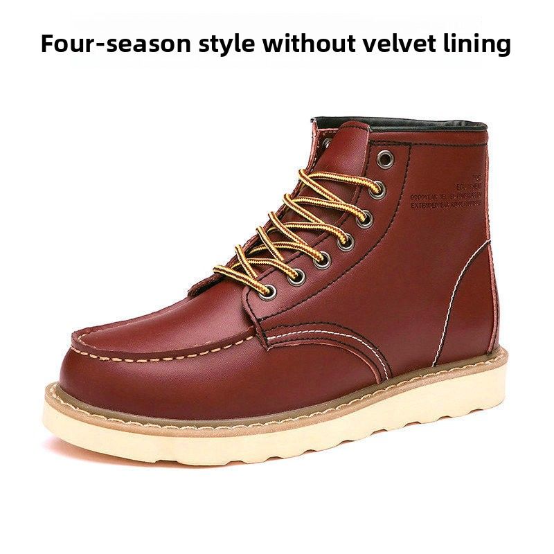 Burst Martin Boots Men's Casual High-top Shoes Genuine Leather Couple Tooling Boots Leather Shoes_viptrois.com