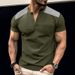 2024 Cross-border Summer Short Sleeve Men's T-Shirt Heavy Button-Up T-Shirt Color Matching Thin Henry Short Sleeve Top Men_viptrois.com