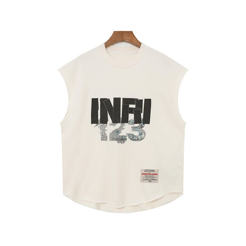 Men's Clothing Retro Distressed Loose Casual Short Sleeved Sports Vest Sleeveless T Shirt_viptrois.com