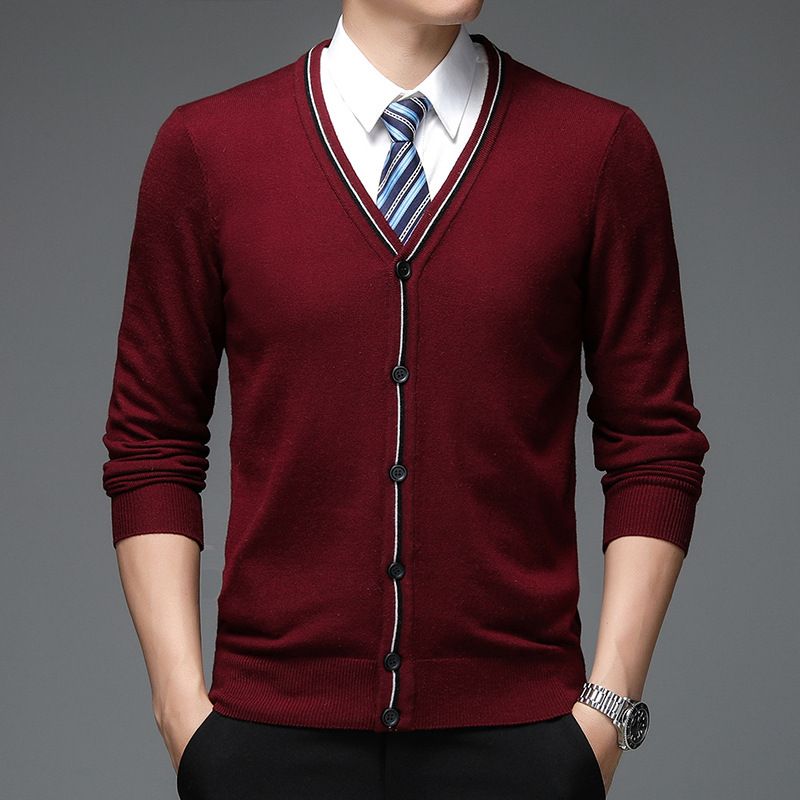 Men's Wool Blend V-Neck Cardigan Sweater - Stylish Casual Long Sleeve Vest Coat For Fall (Plaid & Camouflage Patterns)_viptrois.com