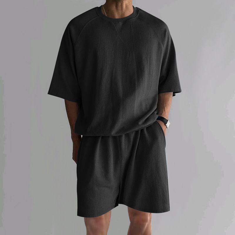 Men's Clothing new summer shorts short sleeves men's terry casual round neck sports men's two piece suit_viptrois.com