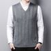 Men's Autumn And Winter New V Neck Knitted Vest Casual Pullover Solid Color Sleeveless Twisted Sweater Vest Bottoming Shirt_viptrois.com