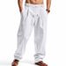 Men's Clothing Loose Linen Casual Simple Trend Wide Leg Beach Sports Trousers Men_viptrois.com