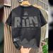 Men's Clothing Fashion Big Letter Short Sleeved Drop Shoulder Loose Versatile Ins Trendy Half Sleeved T Shirt_viptrois.com