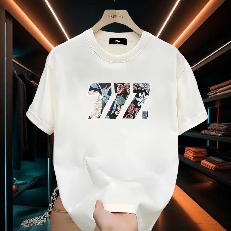 Men's Clothing Pure Cotton Men's Round Neck T Shirt Tops Summer New Popular Trend Loose Short Sleeve Youth Bottoming Casual Half Sleeve_viptrois.com
