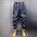 Men's Baggy Cargo Jogger Pants Retro Washed Cotton-Blend Drop Crotch Casual Trousers With Adjustable Drawstring & Tapered Cuffs_viptrois.com
