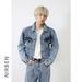 Men's Clothing Retro Short Denim Jacket Men's Loose Straight Washed Blue Jeans Suit_viptrois.com
