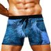 Men's Tropical Leaf Print Swim Trunks Quick-Dry Tight Fit Boxer Style Swimming Shorts_viptrois.com