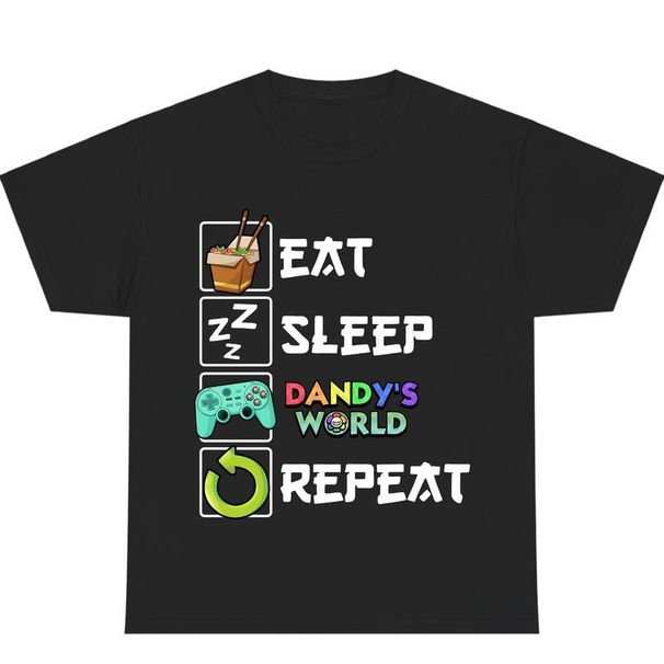 Camiseta Divertida Eat Sleep Dandy's Repeat, Camiseta Juego Sprunkii, Lindo Amante Dandy, Mundo Divertido, Juguetes_viptrois.com