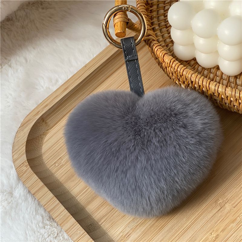 Small Belt Rex Rabbit Fur Mini Love Heart Bag Pendant Keychain Eternal Flower DIY Jewelry_viptrois.com