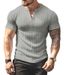 Men's New Solid Color Summer Versatile T-shirt Henley Shirt Casual Knit Short-sleeved Tops_viptrois.com
