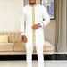 Men's 2-Piece Suit – Elegant Embroidered Long-Sleeve Shirt & Trousers Set Wedding, Business & Festival Formal Wear In White, Ivory, Black & Green_viptrois.com