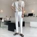 MYQ men's short-sleeved summer ice silk breathable thin knitted sweater light business small high collar T-shirt high-end men's T-shirt_viptrois.com