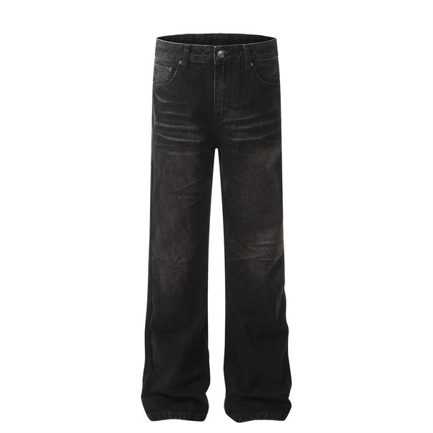 Washed Denim Straight-Leg Men's American Street Style Loose Wide-Leg Floor-Length Casual Versatile Dad Pants_viptrois.com