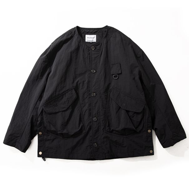 New 2025 Japanese Work Jacket Men's Outdoor Functional Three-proof Loose Multi-pocket Loose Casual Thin Collarless Men's Jacket_viptrois.com