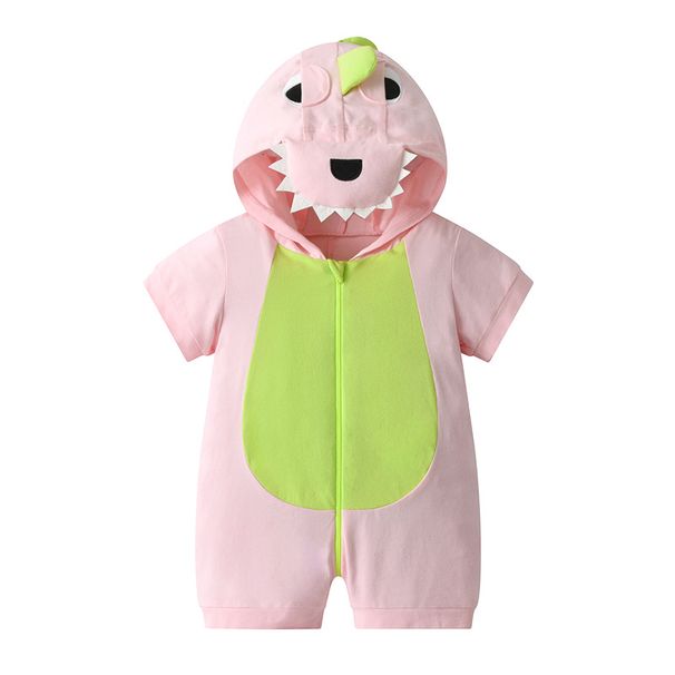 New Summer Style 0 3 Years Old Baby Hooded Romper Dinosaur Shape With Three Dimensional Tail One Piece Romper_viptrois.com
