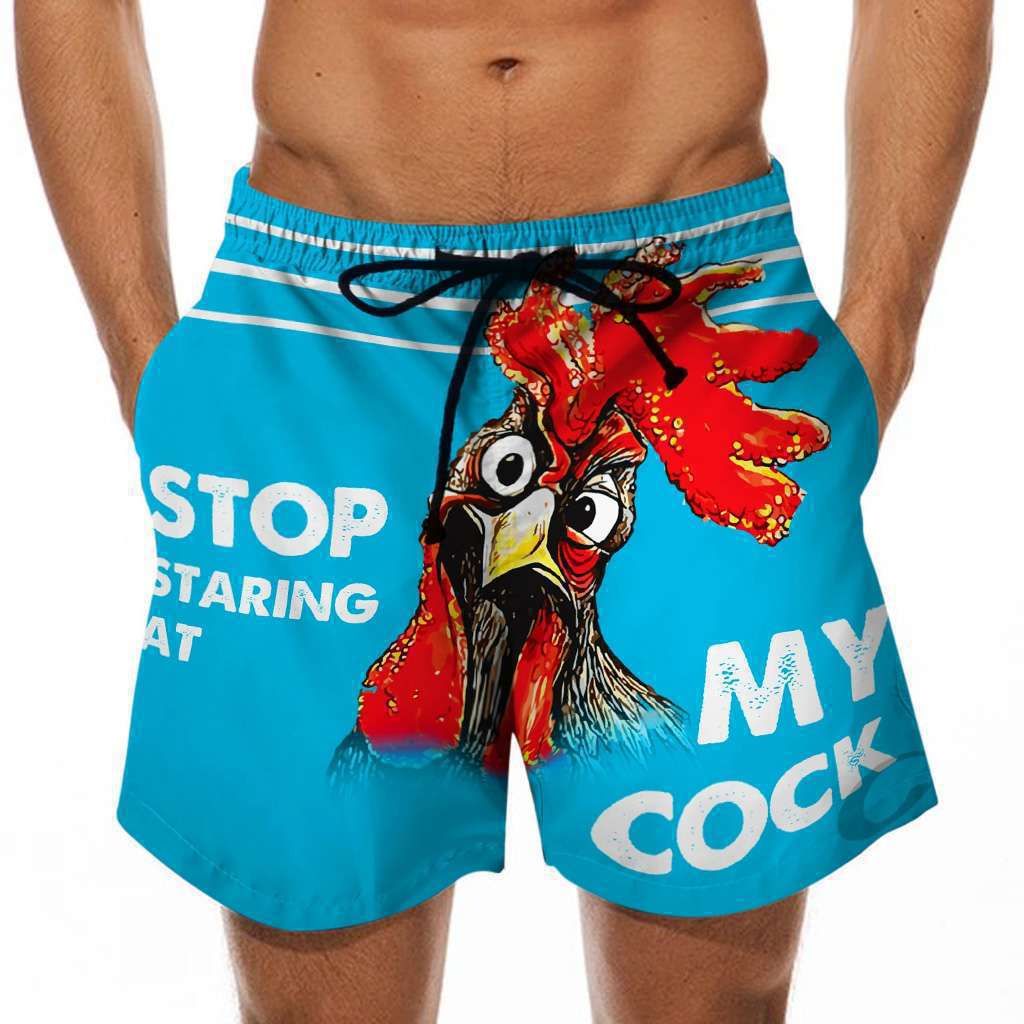 2023 new cross-border European and American fun turkey head casual shorts beach pants men's clothing surrounding 3D digital printing_viptrois.com