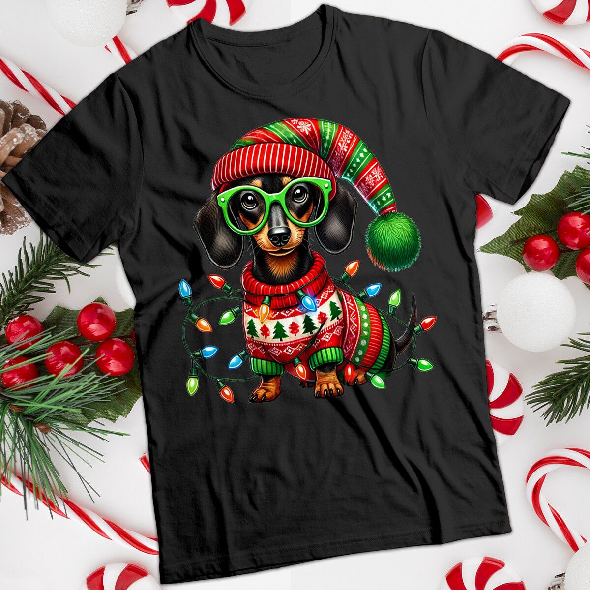 Funny Ugly Mens And Womens Dachshund Christmas T-Shirt Mens Womens Tees Top Tee #MC_viptrois.com