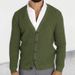 Men's Slim Fit V-Neck Knit Cardigan Long Sleeve Sweater Coat Casual Winter Warm Pullover For Everyday Wear_viptrois.com