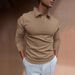 Men's Clothing Autumn Fitness Leisure Stand Up Collar Long Sleeved Vertical Striped V Neck Polo Shirt_viptrois.com