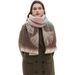 Unisex Autumn winter loop yarn short beard jacquard ginkgo leaf scarf shawl_viptrois.com