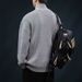 Men's Half-Zip Sweater – Oversized Knit Pullover With Stand Collar (Gray/Black/Green/Beige, M-3XL)_viptrois.com
