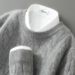 Nordmann Winter 100% Pure Wool Sweater For Men, Round Neck, Thick Jacquard Solid Color Sweater, Business Casual Cashmere Knitted_viptrois.com