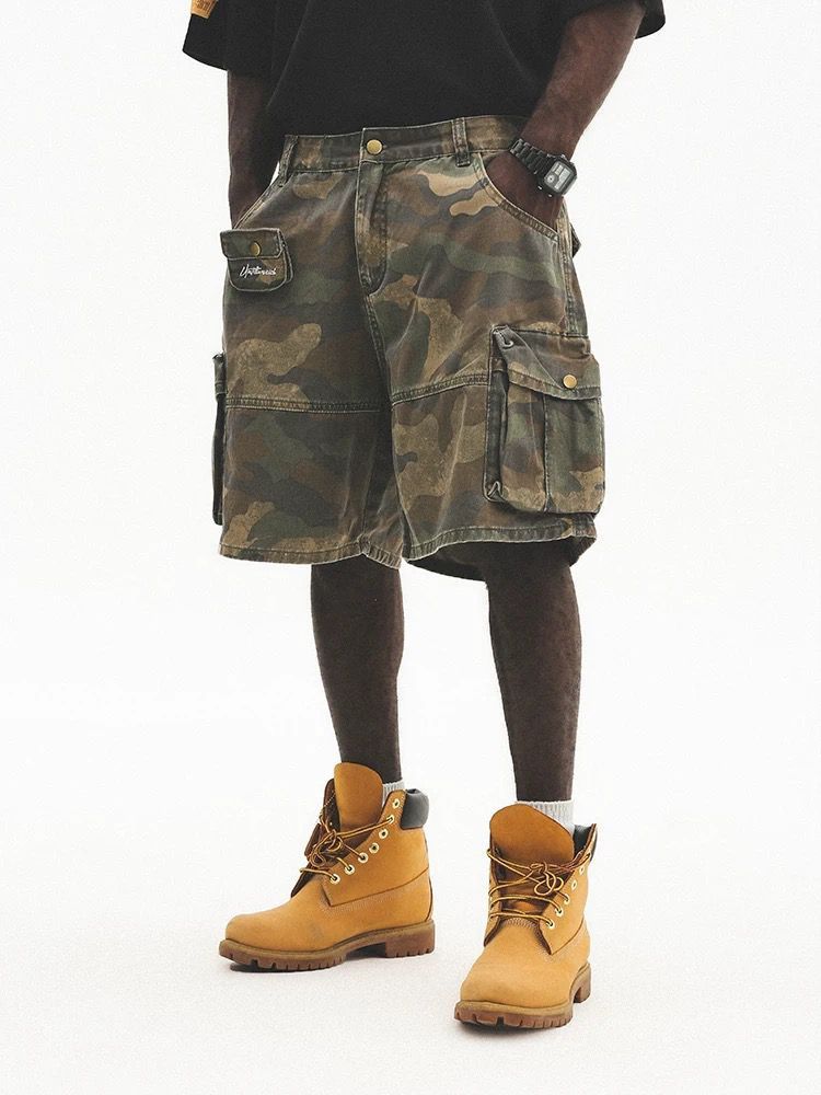 Men's Clothing Camouflage Shorts Overalls Washed Old Shorts Loose Multi Pocket Shorts Handsome_viptrois.com