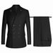 men's suit professional business casual suit foreign trade fashion double row dark blue black gray slim suit_viptrois.com