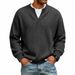 Men's Waffle-Knit Mock Layered Tee – Oversized Drop-Shoulder Long Sleeve Shirt In Lavender/Mint/Wine/Light Grey/Black/Navy/Cream/Blue (7XL Sizing)_viptrois.com