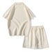 Men's Clothing New Men's Short Sleeved Suit Summer Solid Color Twisted Jacquard Casual Short Sleeved Shorts Suit_viptrois.com