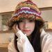 Dopamine bow striped knitted fisherman's for women, 2024 autumn and winter warm hat, big head circumference woolen hat_viptrois.com