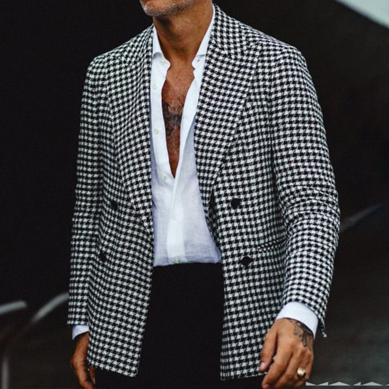 2025 Spring And Autumn New Men's Suit Jacket Versatile, Tailored, Fashionable, Plaid, Casual Suit_viptrois.com