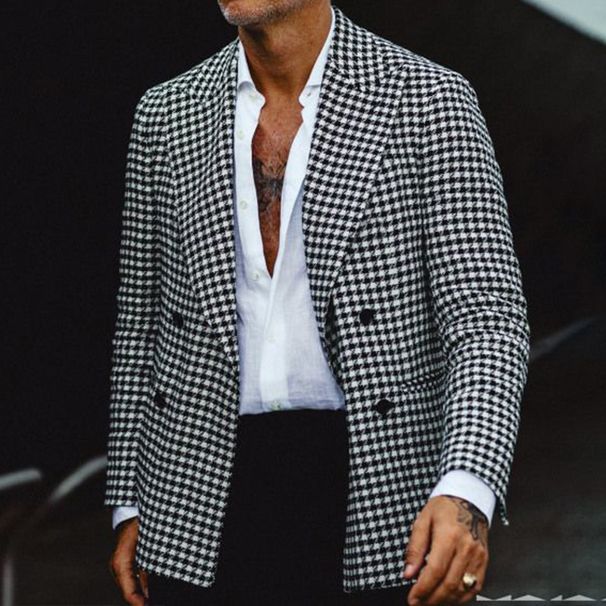 2025 Spring And Autumn New Men's Suit Jacket Versatile, Tailored, Fashionable, Plaid, Casual Suit_viptrois.com