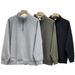 Men's Half-Zip Stand Collar Sweatshirt – Minimalist Pullover With Military Green/Grey/Black (Sizes M-3XL)_viptrois.com