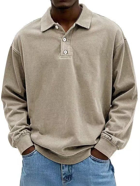 Men's Clothing Men's Casual Long Sleeve Button-Up Shirt – Breathable Polyester, Relaxed Fit, 10 Colors (S-5XL)_viptrois.com
