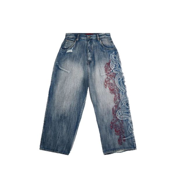 Men's Clothing Jeans Jacquard Embroidery American Cross Border Hip Hop Style Summer New Casual Versatile Trousers_viptrois.com