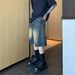 Men's Clothing Niche Old Washed High End Denim Shorts Men's Summer Slim Straight Shorts Retro Mid Length Pants_viptrois.com